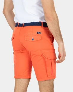 Cotton stretch cargo shorts - Burned Orange