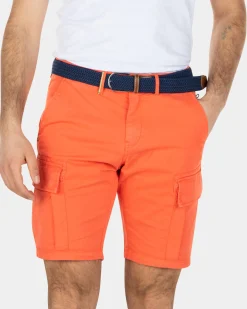 Cotton stretch cargo shorts - Burned Orange