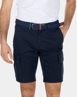 Cotton stretch cargo shorts - Key Navy