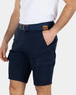 Cotton stretch cargo shorts - Key Navy
