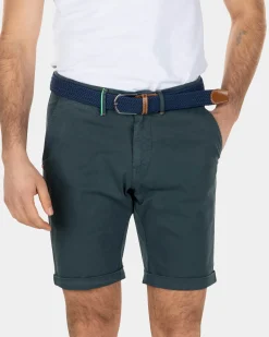 Cotton stretch chino shorts - Green Grey