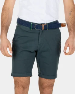Cotton stretch chino shorts - Green Grey