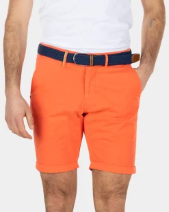 Cotton stretch chino shorts - Burned Orange