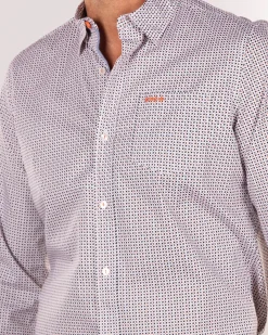 Cotton stretch shirt with all over print - Sahara Sand
