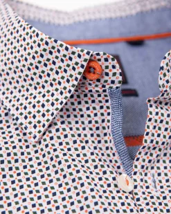 Cotton stretch shirt with all over print - Sahara Sand