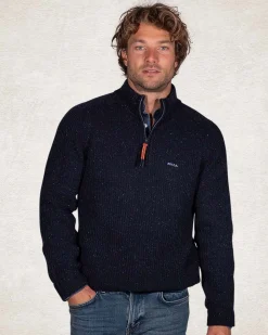 Cotton wool half zip pullover - Pitch Navy