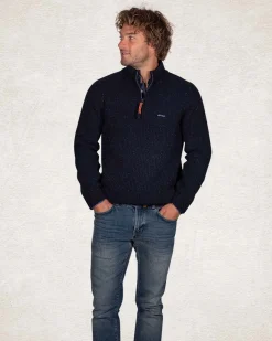 Cotton wool half zip pullover - Pitch Navy