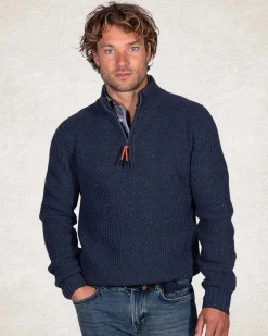 Cotton wool half zip pullover - Trent Petrol
