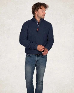 Cotton wool half zip pullover - Trent Petrol