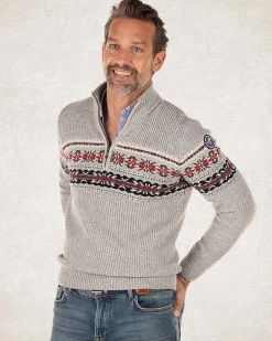 Cotton wool half zip pullover - Grey Melange