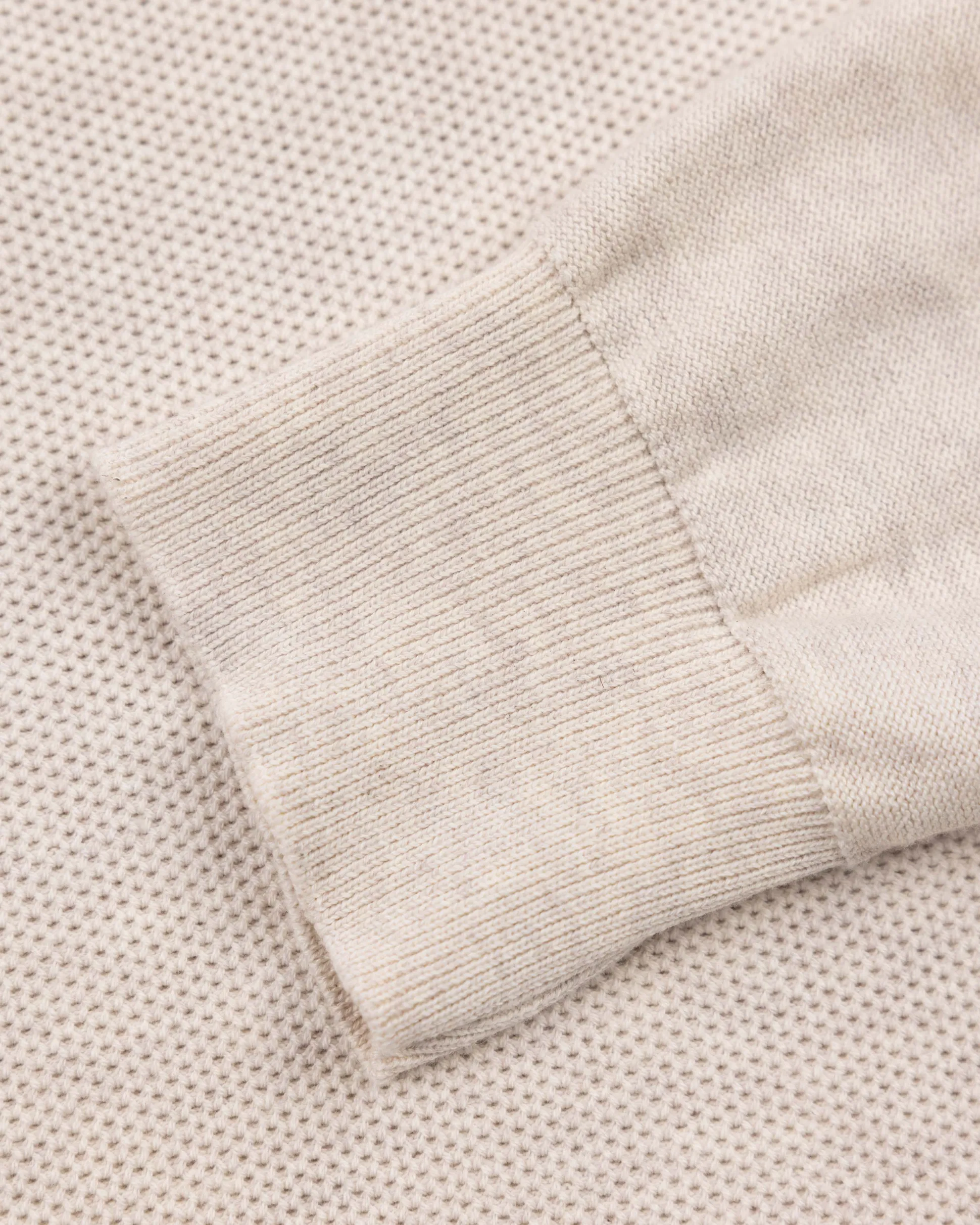 Cream beige basic pullover with half zipper