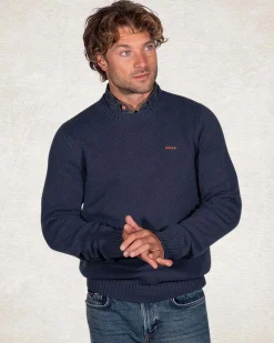 Crew neck plain knitted pullover - Trent Petrol