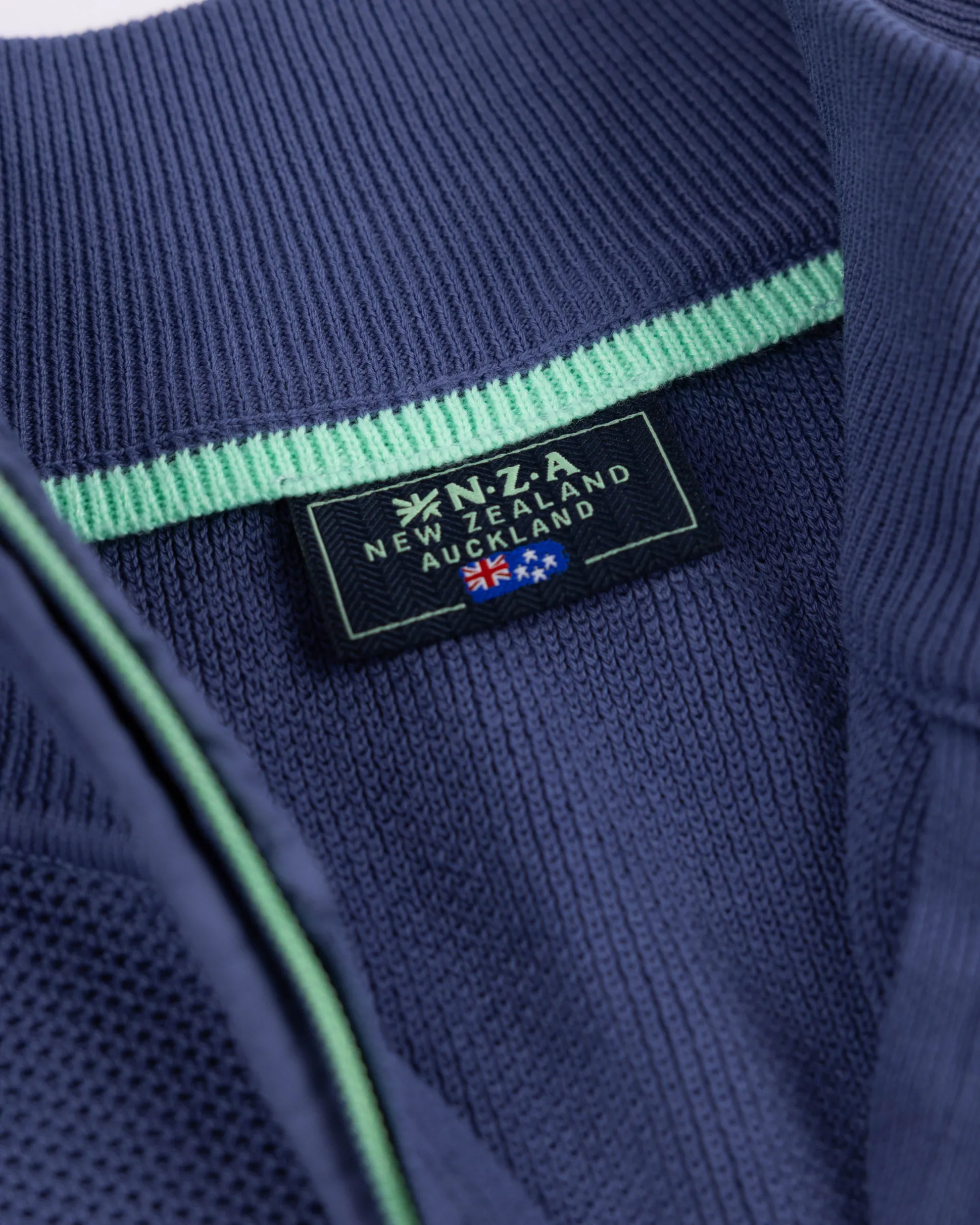 Dark blue basic pullover with half zipper