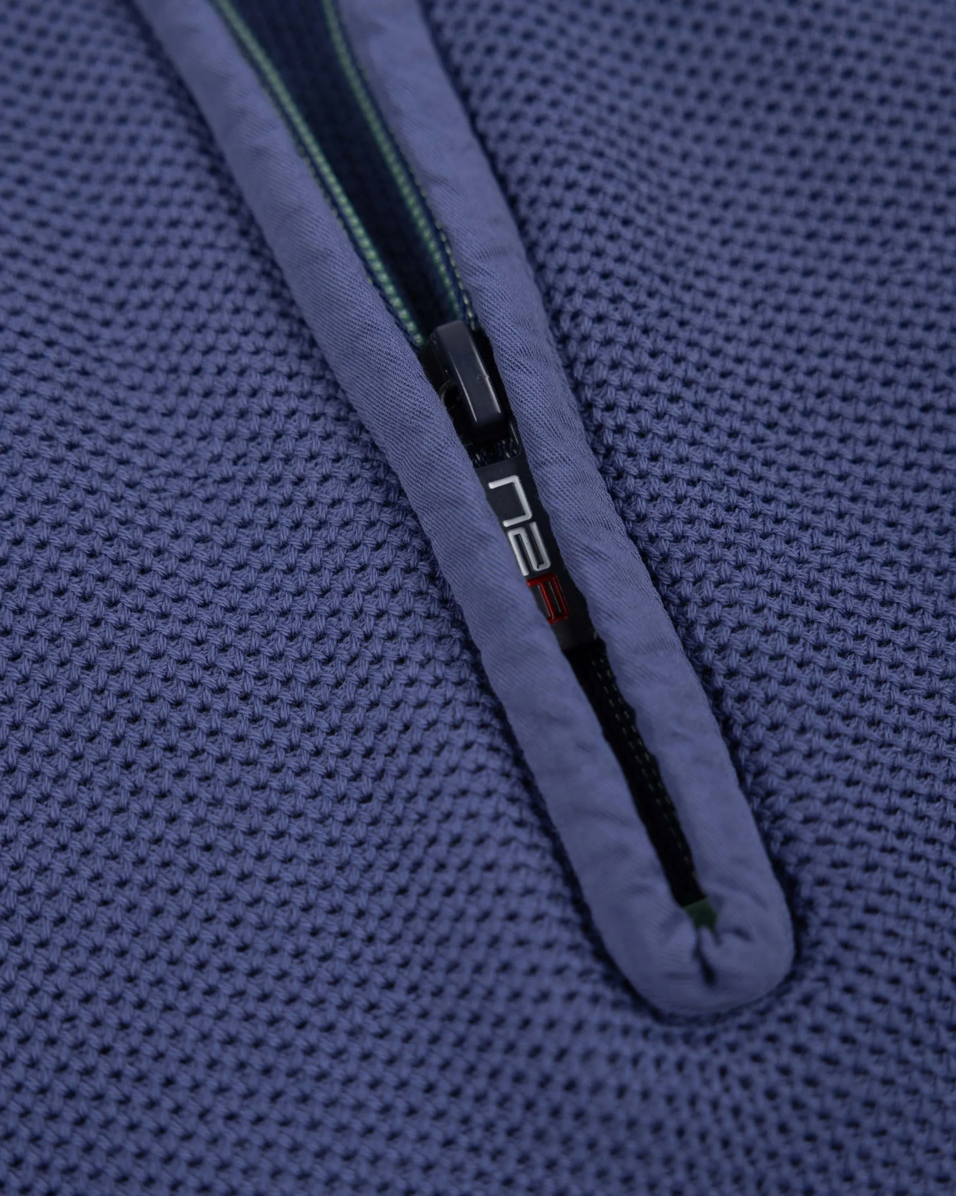 Dark blue basic pullover with half zipper