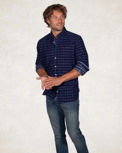 Dark blue cotton corduroy shirt - Pitch navy