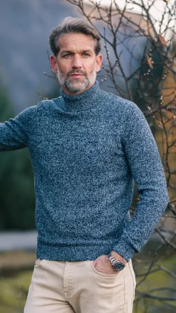 Dark blue knitted turtleneck sweater - Winter Navy