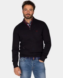 Dark blue pullover with half-zip - Winter Navy