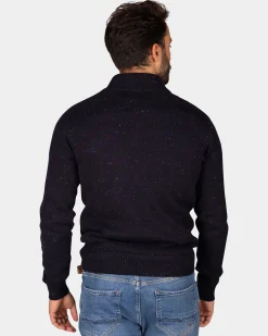 Dark blue pullover with half-zip - Winter Navy