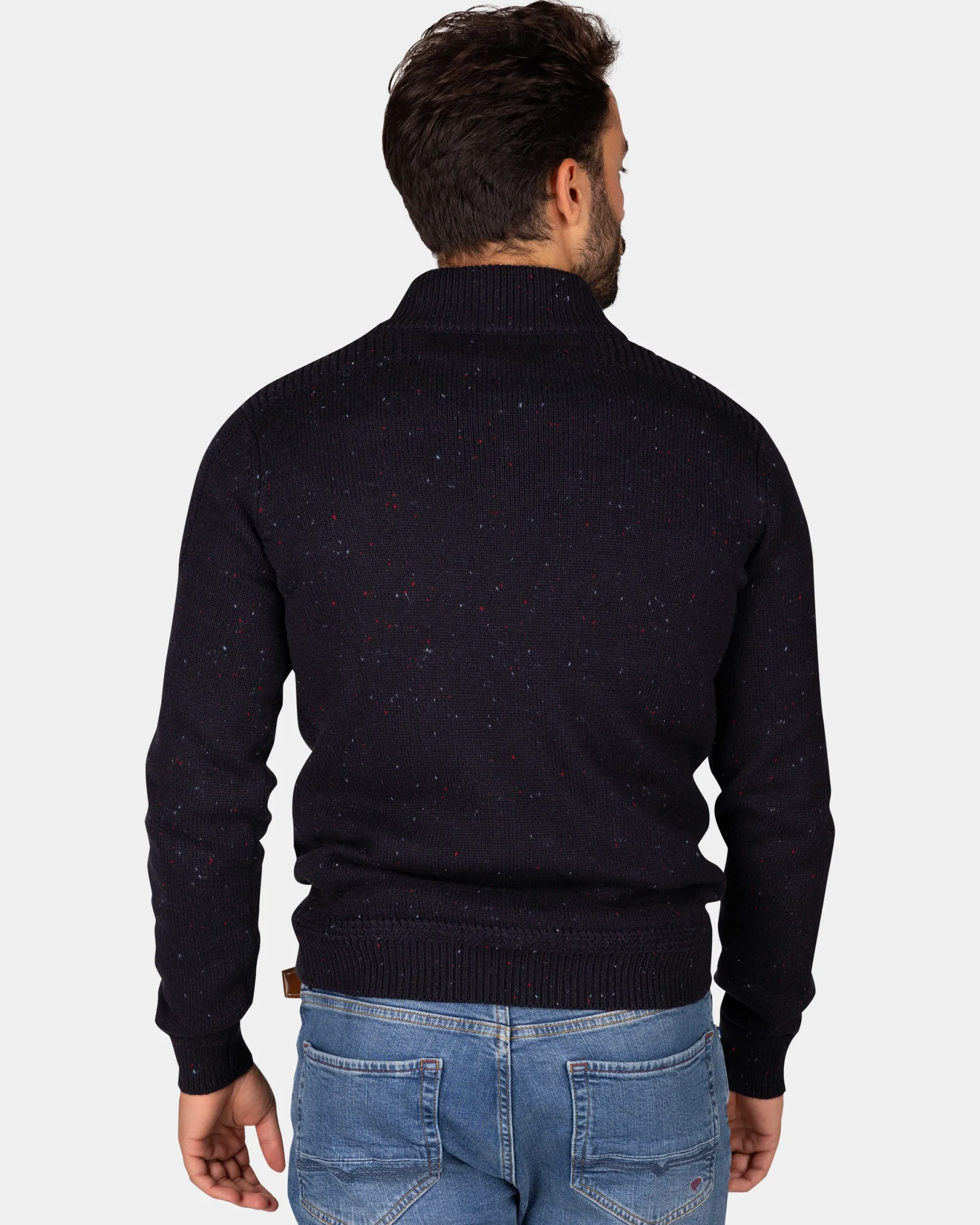 Dark blue pullover with half-zip - Winter Navy