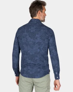 Dark blue shirt with flowers - Dusk Navy