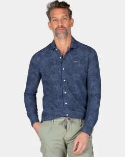 Dark blue shirt with flowers - Dusk Navy