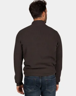 Dark brown chenille half-zip sweater - Dark Mocca