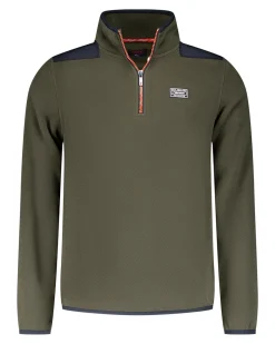 Dark green fleece shirt with half-zip - Gravel Green