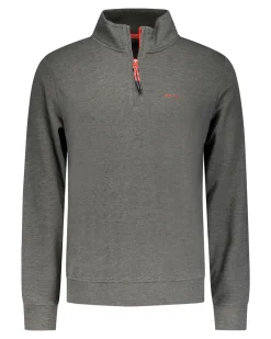 Dark green fleece sweater with half-zip - Gravel Green