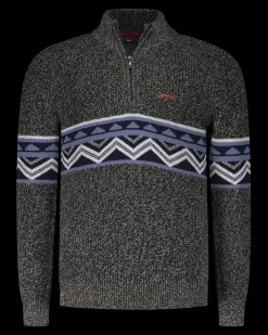 Dark green knitted cotton pullover - Gravel Green