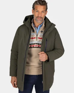 Dark green parka with standing collar - Gravel Green