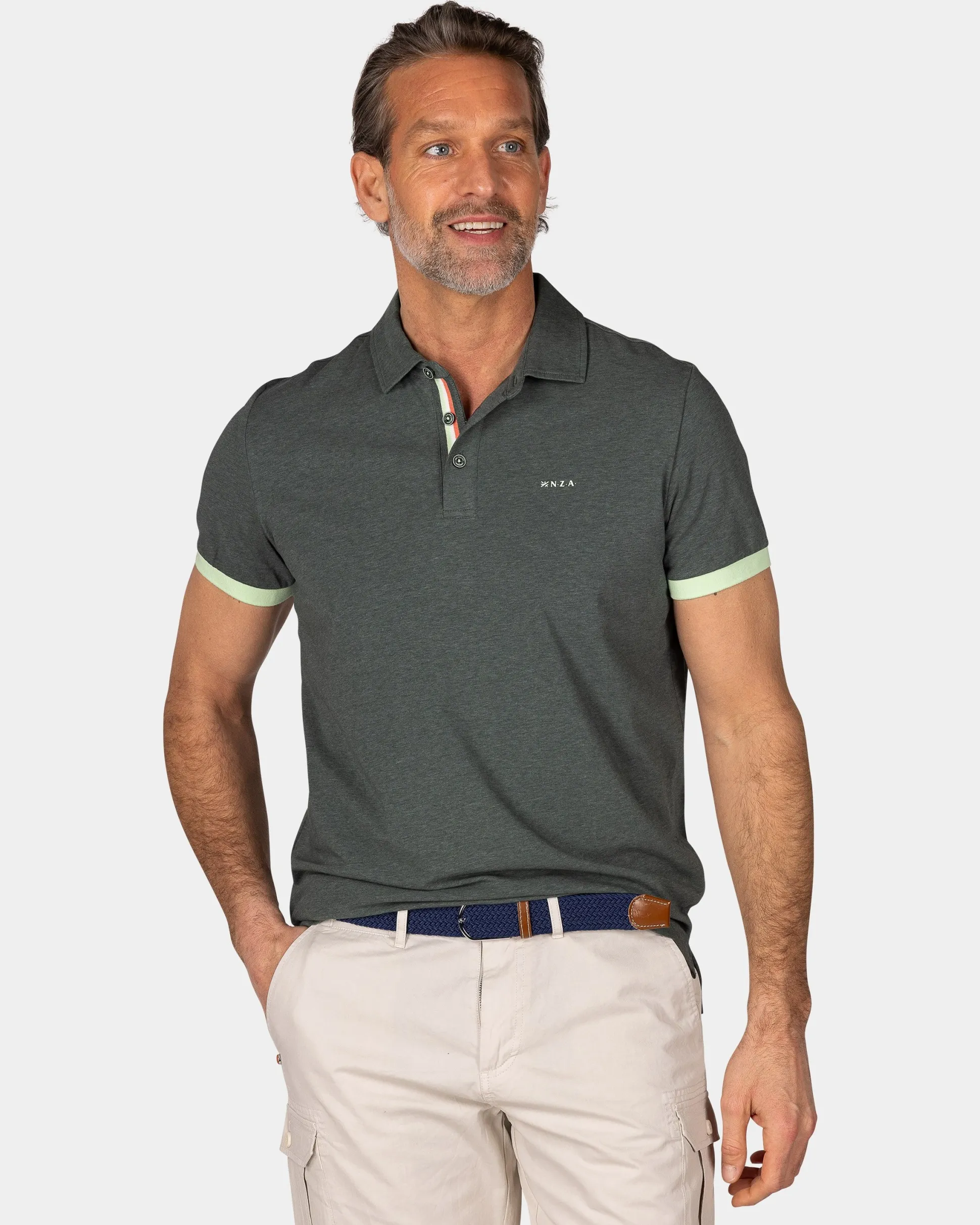 Dark Green Polo with Light Green Details