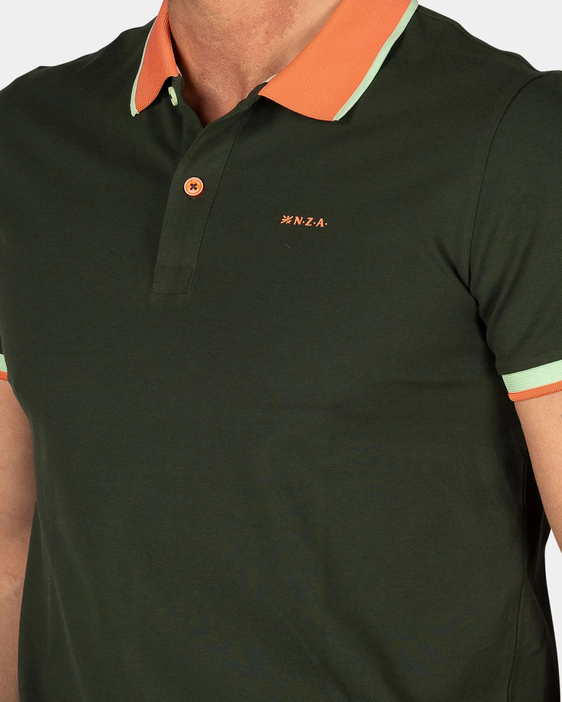 Dark Green Polo with Orange Collar