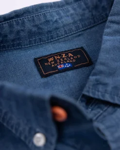 Denim cotton shirt with linen