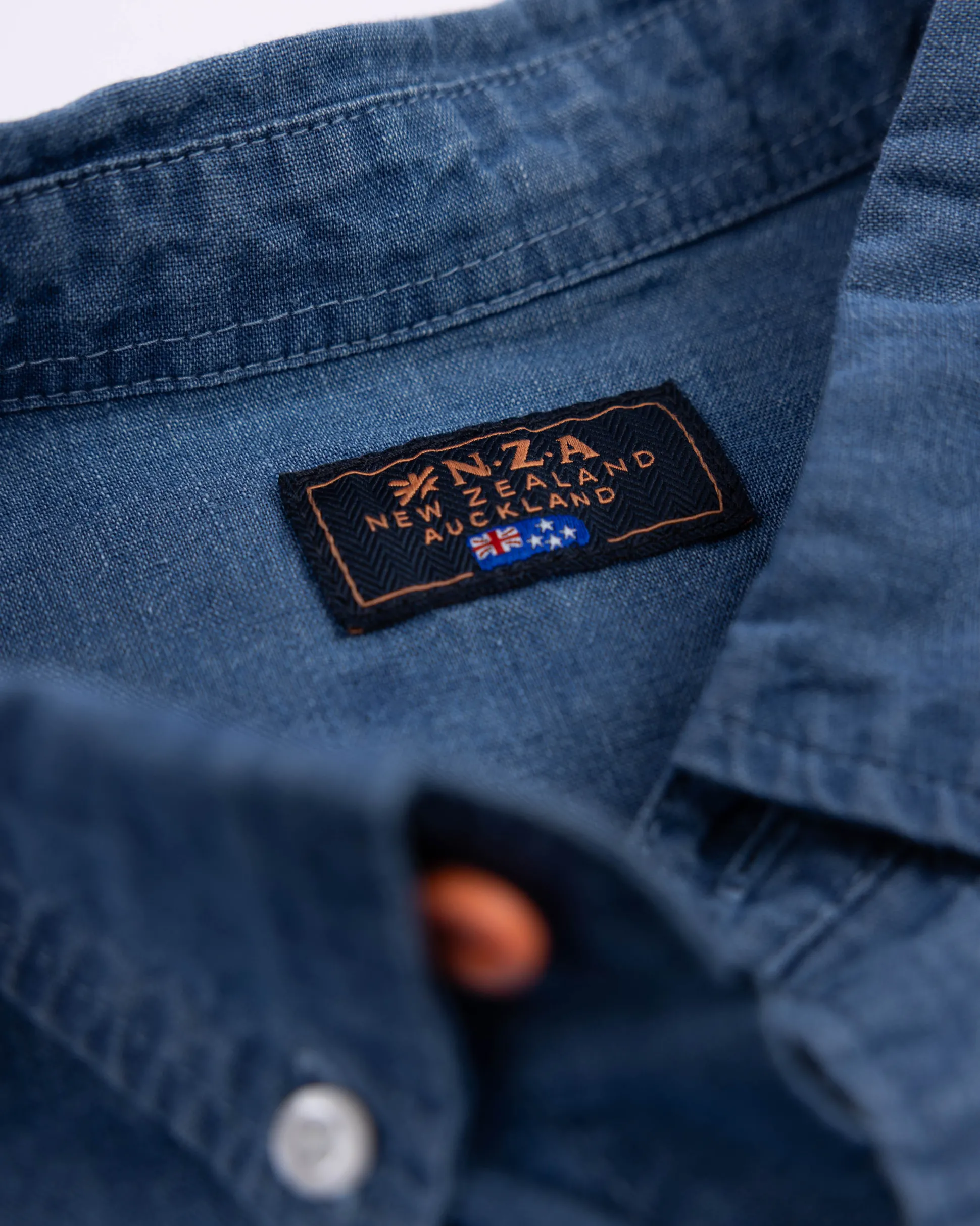 Denim cotton shirt with linen