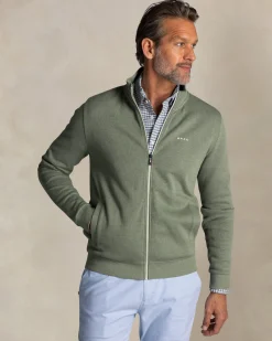 Ecru Cotton Full Zip Sweater