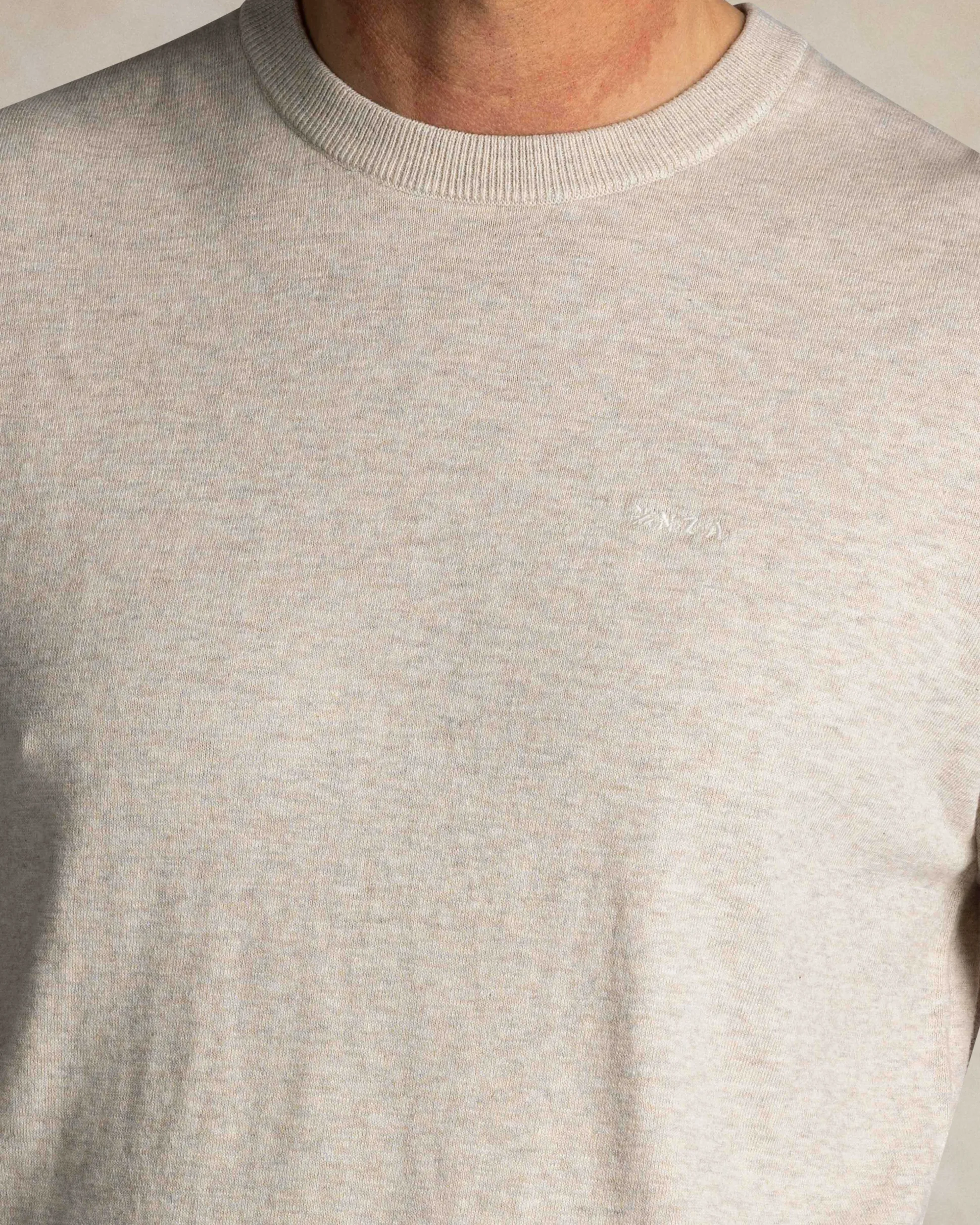 Ecru cotton short sleeve sweater