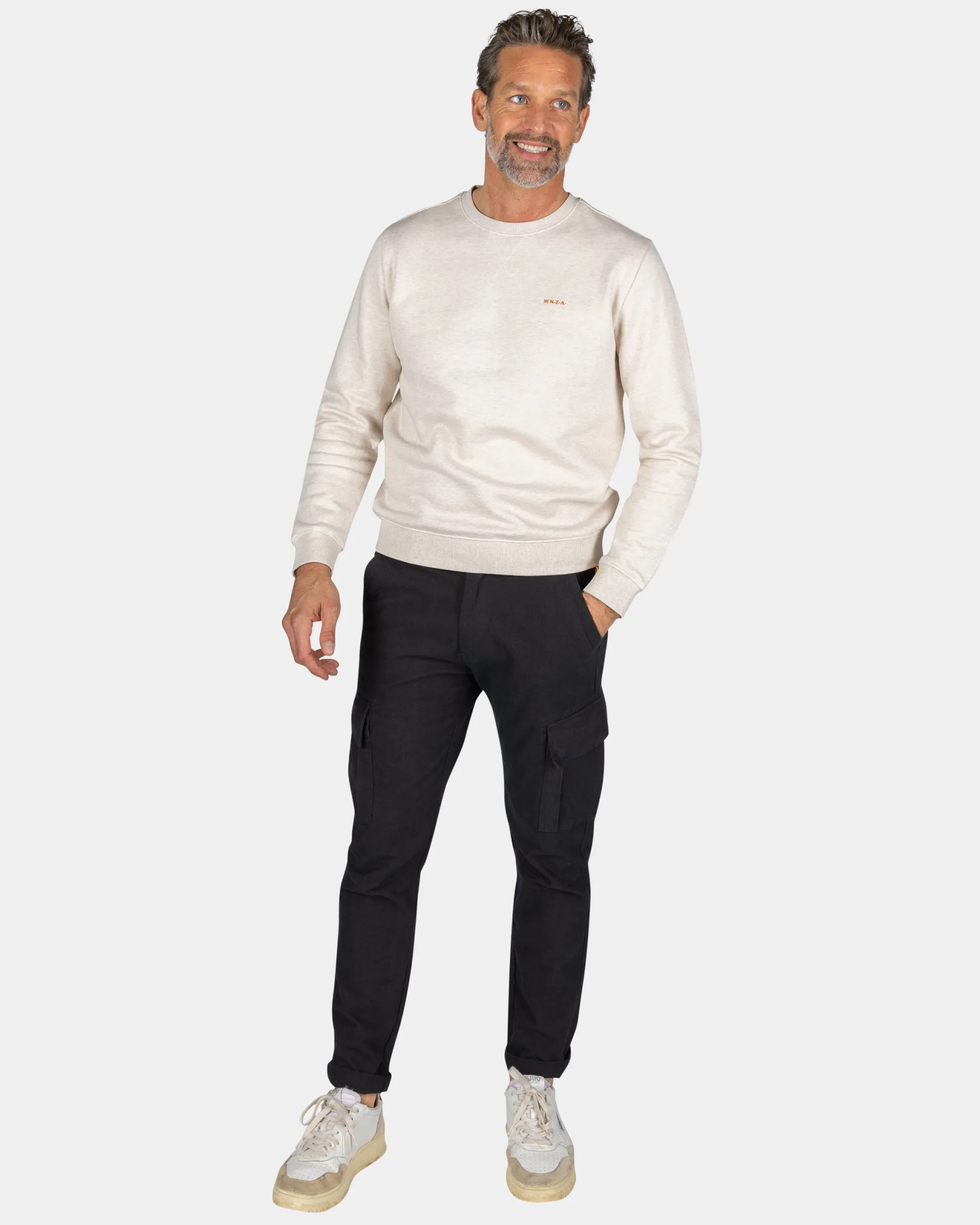 Ecru crew neck sweater - Powder Sand