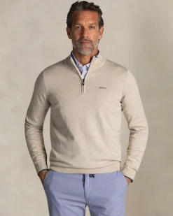 Ecru half zip cotton sweater