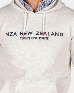 Ecru hoodie with chest text - Powder Sand