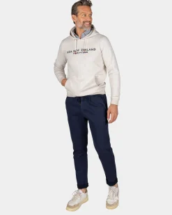 Ecru hoodie with chest text - Powder Sand