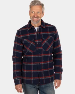 Flannel padded overshirt Otira - Ink Navy
