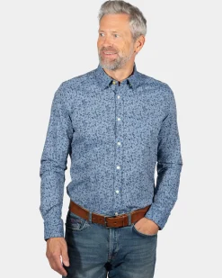 Flower printed shirt Hochstetter - Storm Blue