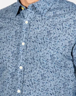 Flower printed shirt Hochstetter - Storm Blue