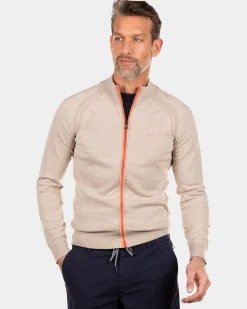Full zip cotton cardigan - Shimmering Sand