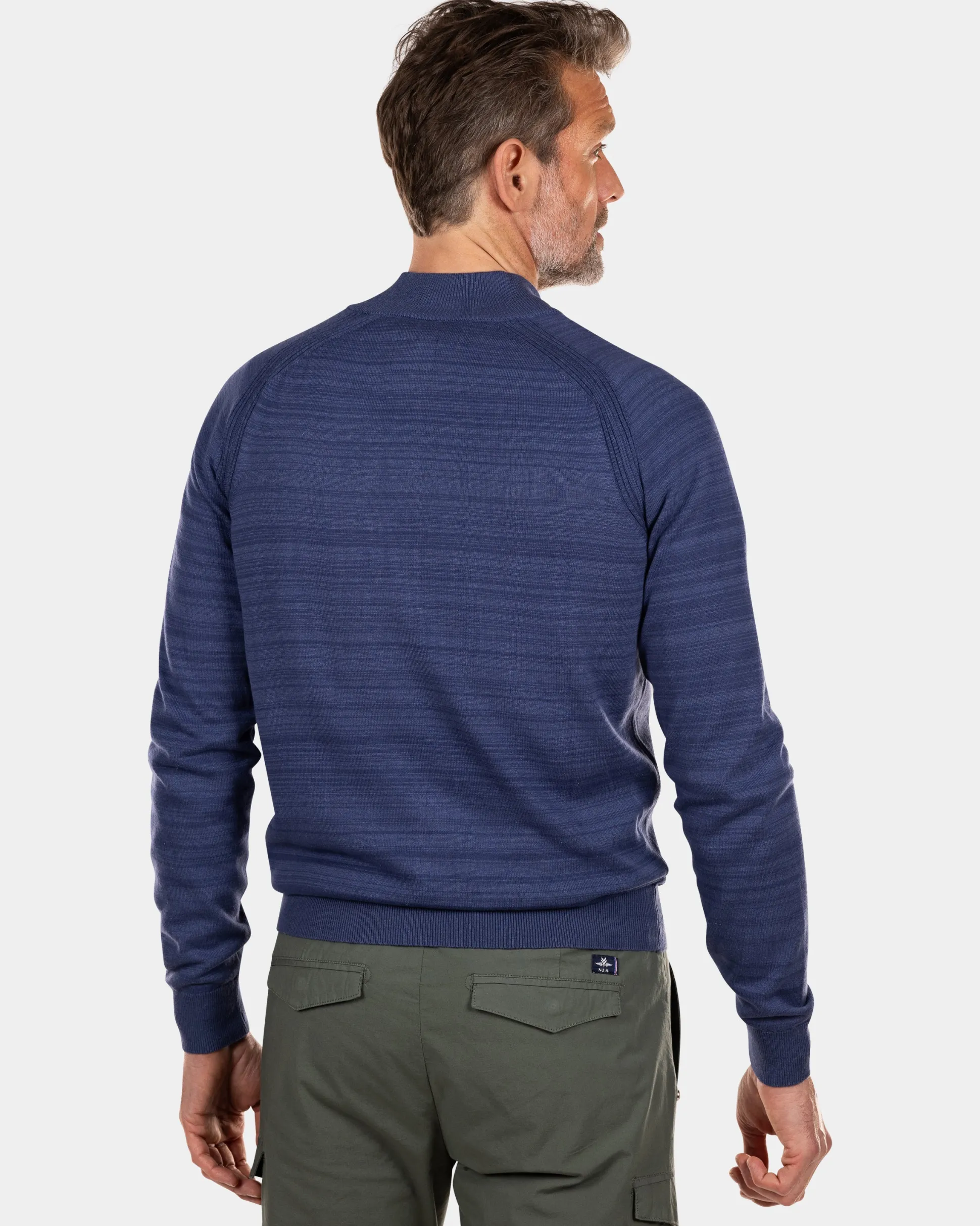 Full zip cotton cardigan - Dusk Navy