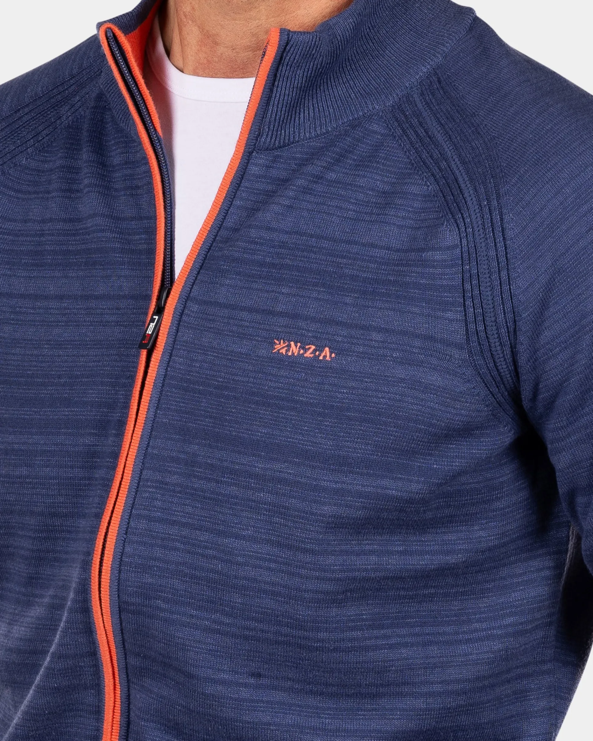 Full zip cotton cardigan - Dusk Navy