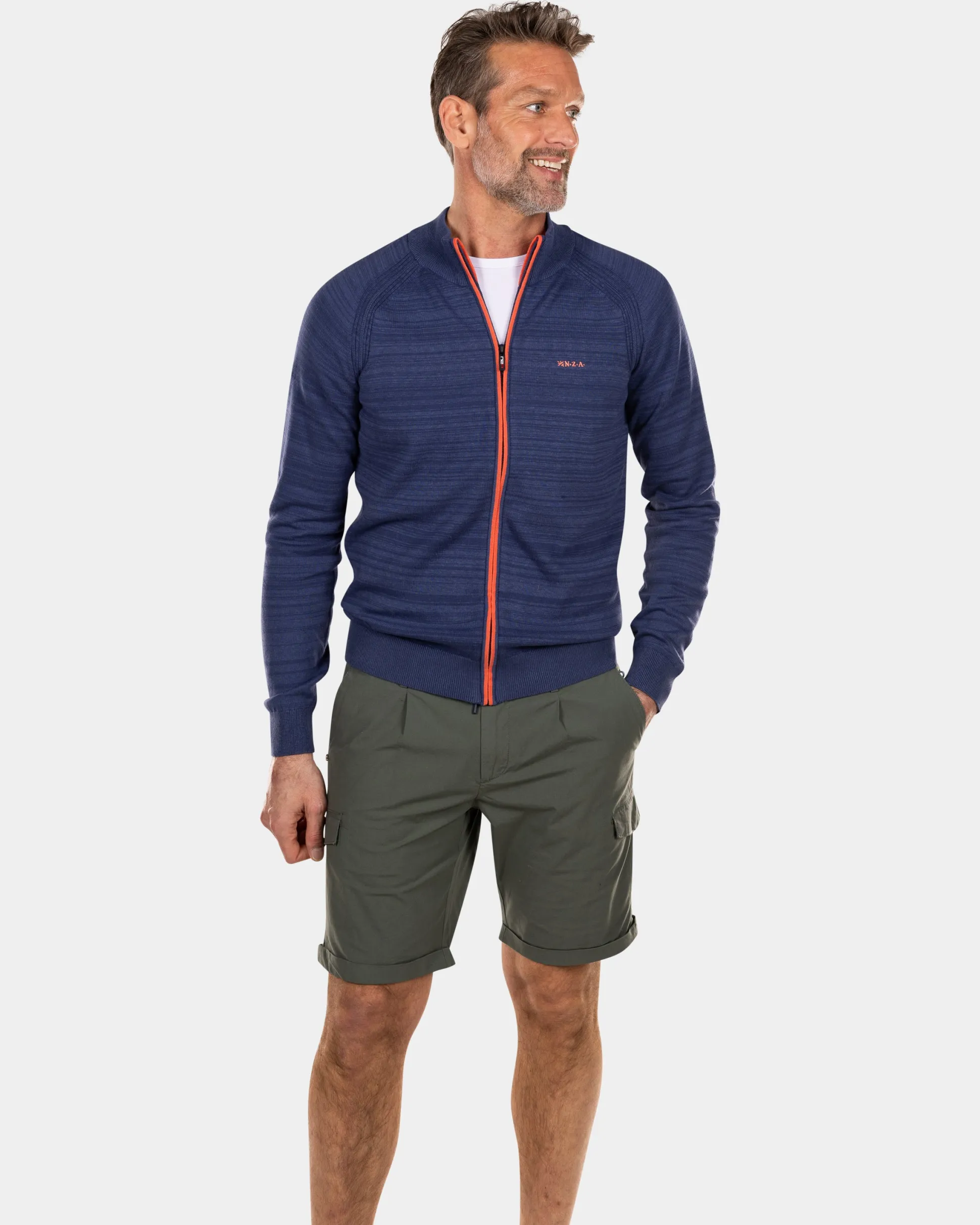 Full zip cotton cardigan - Dusk Navy