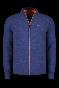Full zip cotton cardigan - Dusk Navy