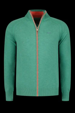 Full zip cotton cardigan - Amazon Green