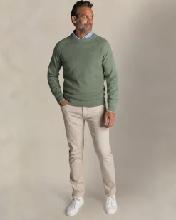 Green cotton crew neck sweater